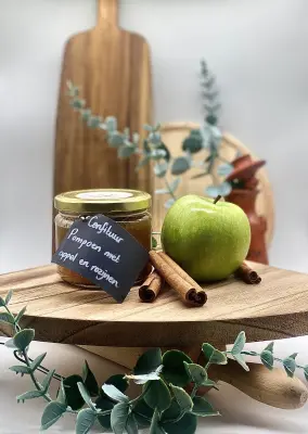 Productfoto Pompoen Confituur met Appel en Rozijnen