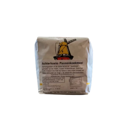 Productfoto Achterhoeks Pannenkoekmeel van Korenmolen 'De Vier Winden'. 