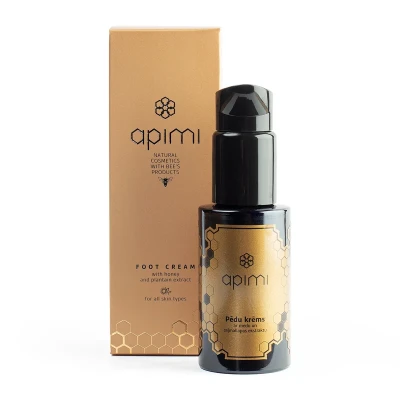 Productfoto APIMI voetencrème met honing en plantenextract in Luxe Spuitflacon in geschenkverpakking 50ml