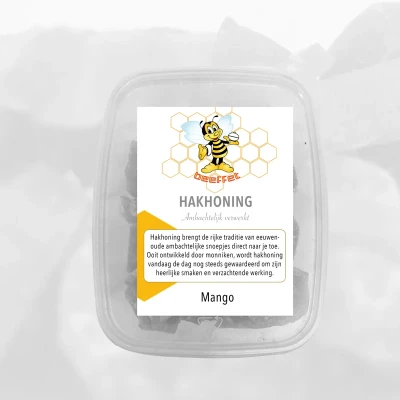 Productfoto Hakhoning Mango, Een snoepje met een rijke historie in Plastic kuipje met deksel 140g