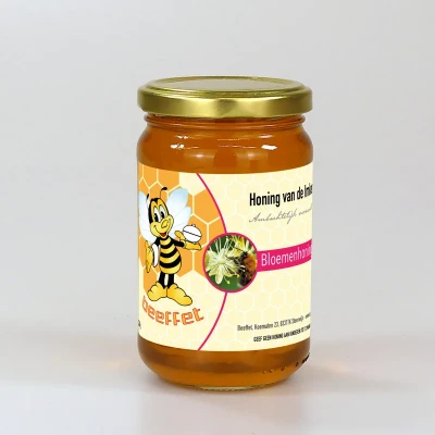 Productfoto Bloemenhoning, Pure rauwe honing (Letland) in Glazen pot met deksel 350g