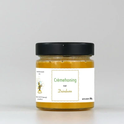 Productfoto Crèmehoning met Duindoorn (Moldavië) in Glazen pot met deksel 250g