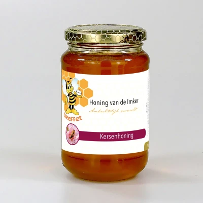 Productfoto Kersenhoning, Pure rauwe honing (Kroatië) in Glazen pot met deksel 450g
