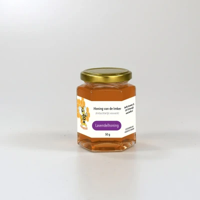 Productfoto Lavendelhoning, Pure rauwe honing (Spanje) in Glazen pot met deksel 50g