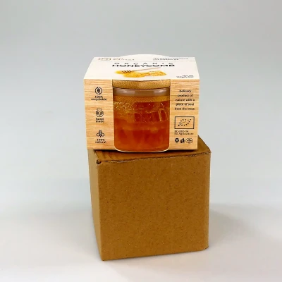Productfoto Pure BIO/ECO rauwe hive/boutique raathoning direct uit de raat (Bulgarije) in luxe glazen pot 130g