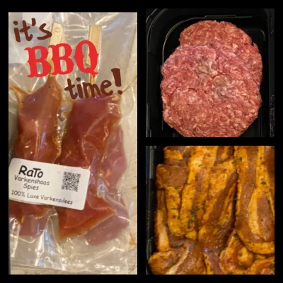 Productfoto Bbq Kidzzz-pakket, Ratoburger, varkenshaas saté, spek