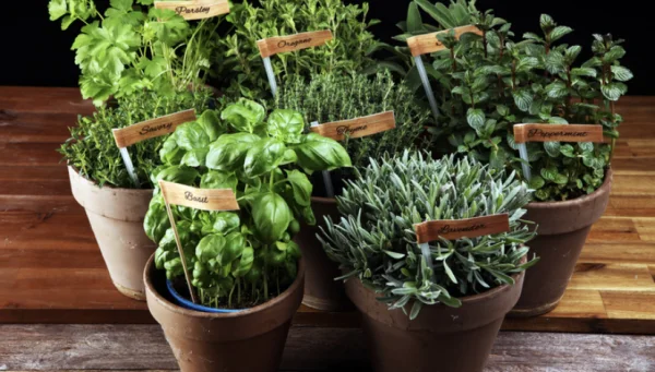 Productfoto Seizoensgebonden diverse kruiden verkrijgbaar o.a. munt, basilicum, tijm en oregano.