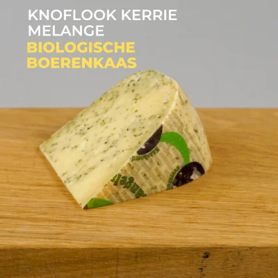 Productfoto Biologische boeren koeienkaas Knoflook kerrie melange 300 gram