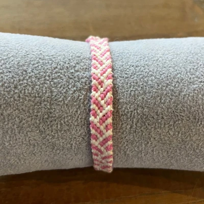 Productfoto Geknoopte armband - roze, wit