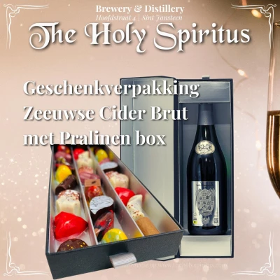 Productfoto Geschenkverpakking Zeeuwse Cider Brut met Pralinen box