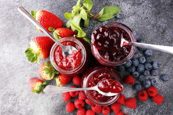 Productfoto 3x 380ml jam in glazen pot actie!